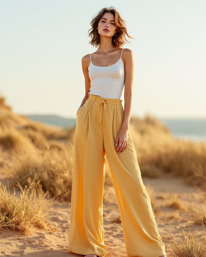 Marigold Crinkle Palazzo Set
