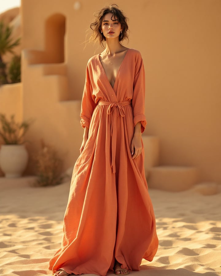 Terrasoli Kaftan in Pomegranate Linen