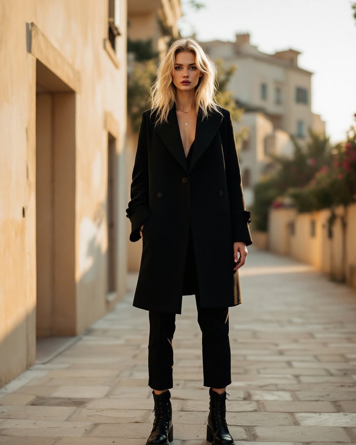 Pyramide Noir Architectural Wool Coat