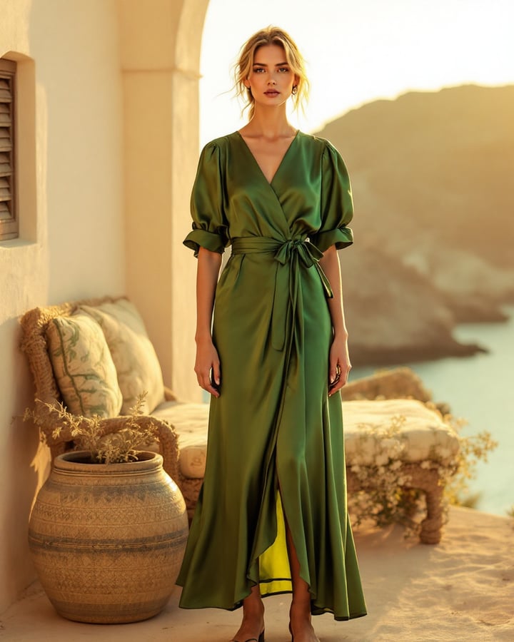 Golden Hour Satin Wrap Midi
