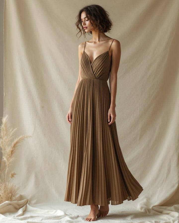 Pleated Midi Dress