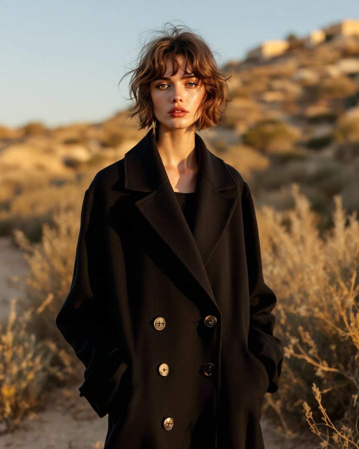 Boulevard Noir Double-Breasted Maxi Coat