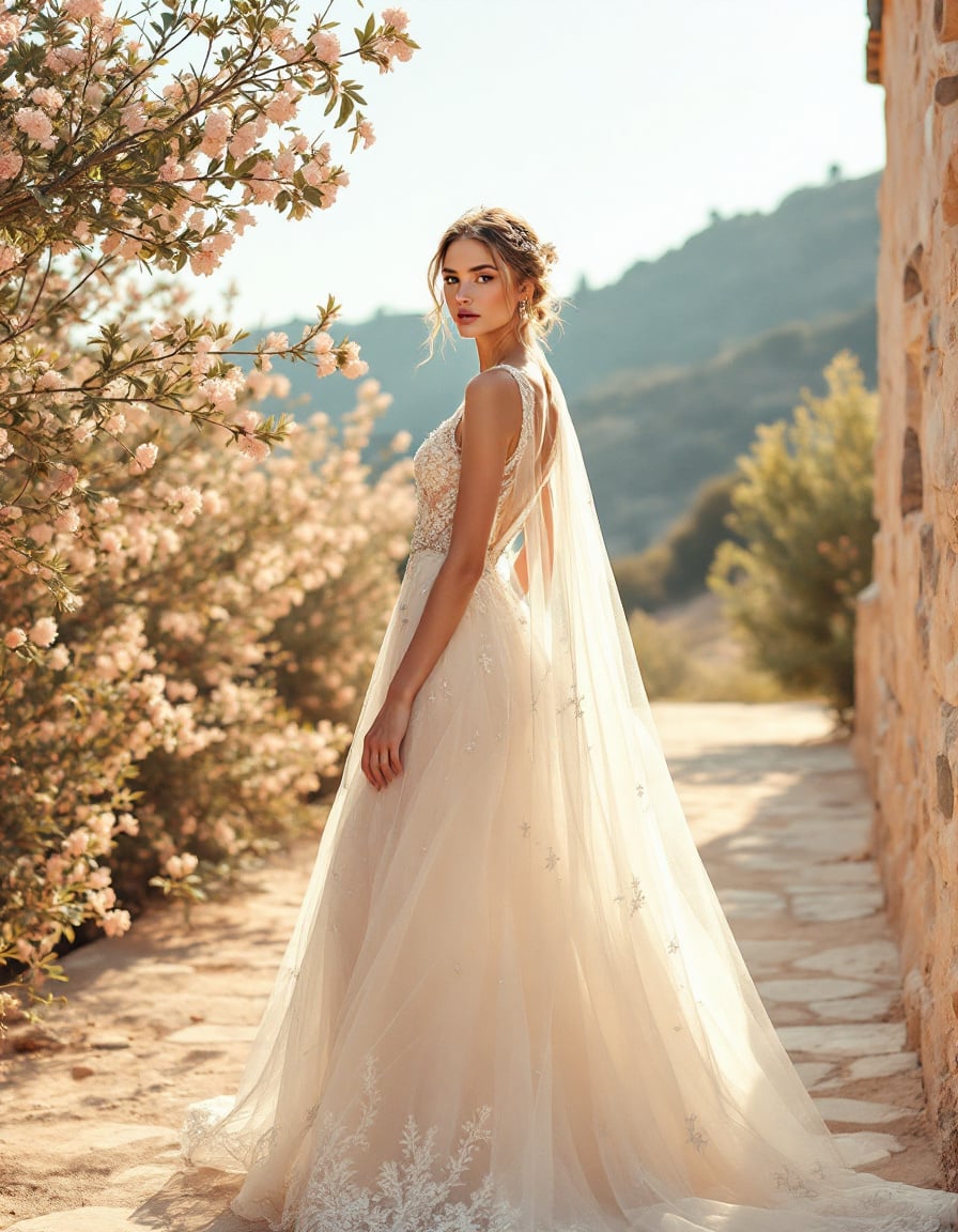 Elarra Cypresse Pearl Veil Gown